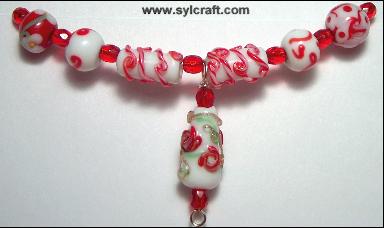 Red and White Power Lampwork Bead Set (image for) Red and White Power Lampwork Bead Set